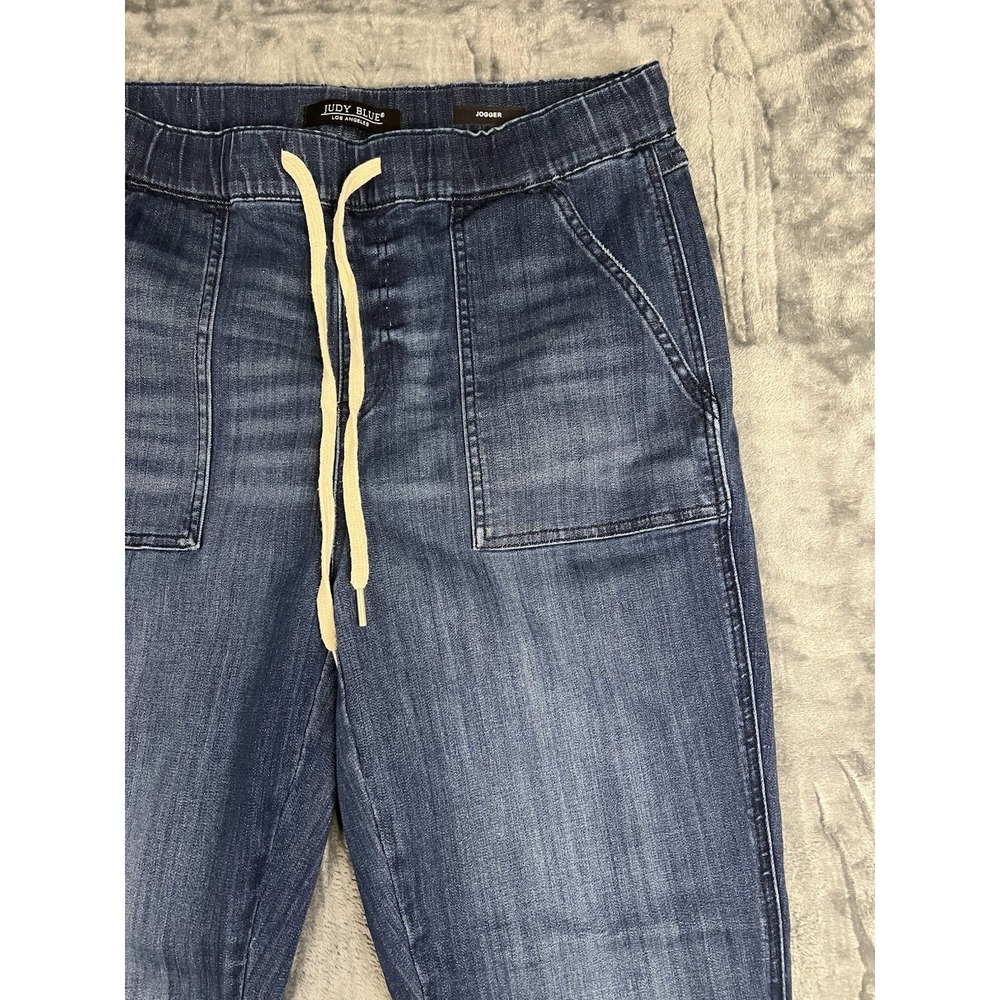 Judy Blue Women's Blue Medium Wash Jogger Jeans Drawstring Pockets Mid Rise - Picture 6 of 16